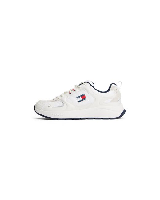 Tommy Hilfiger White Logo Mixed Texture Trainers for men