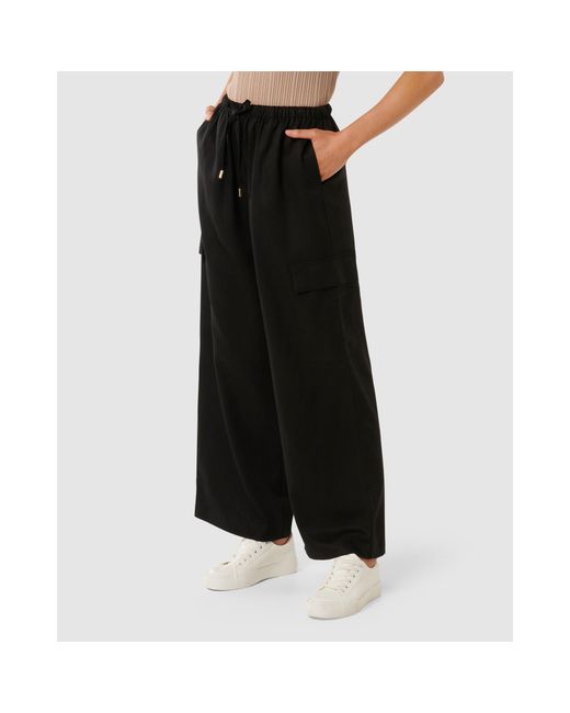 Forever New Black Elsie Elastic Waist Cargo