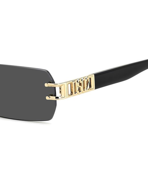 DSquared² Black Rimless Sun Rectangle Sunglasses for men