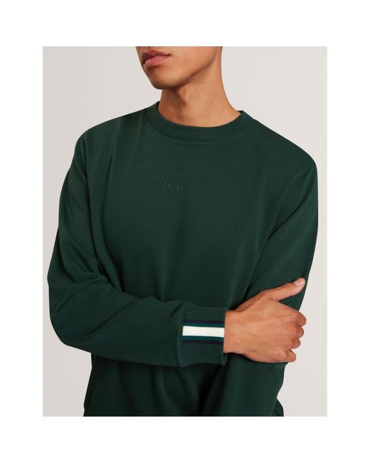 Ted Baker Green Long-Sleeve Crew Tracksuit Top for men
