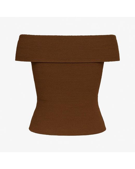 I Saw It First Brown Textured Bardot Sleeveless Top