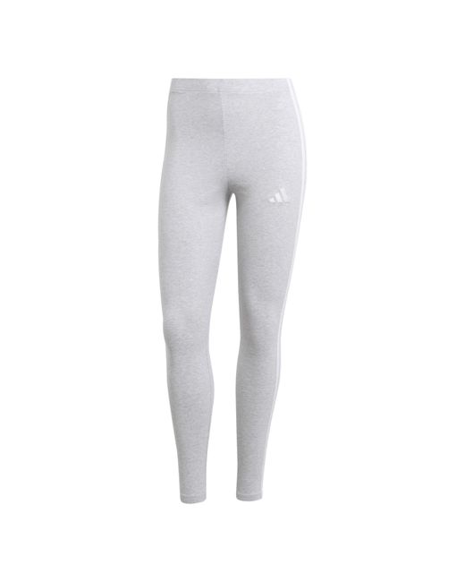 Adidas Gray Essentials 3 Stripe Leggings