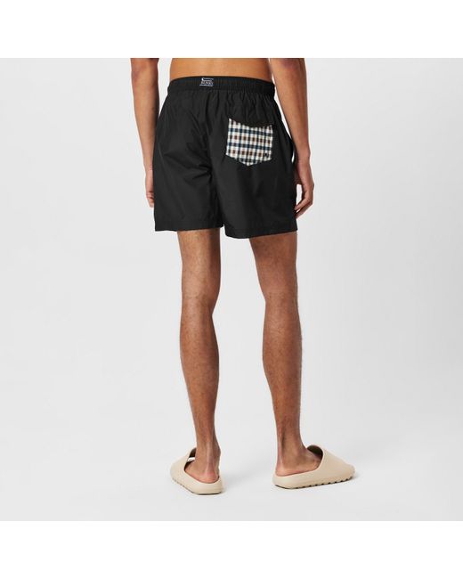 Aquascutum Black Quick Dry Pocket Swim Shorts for men