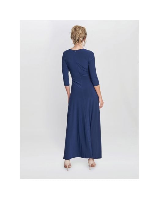Gina Bacconi Blue Celine Jersey Wrap Maxi Dress