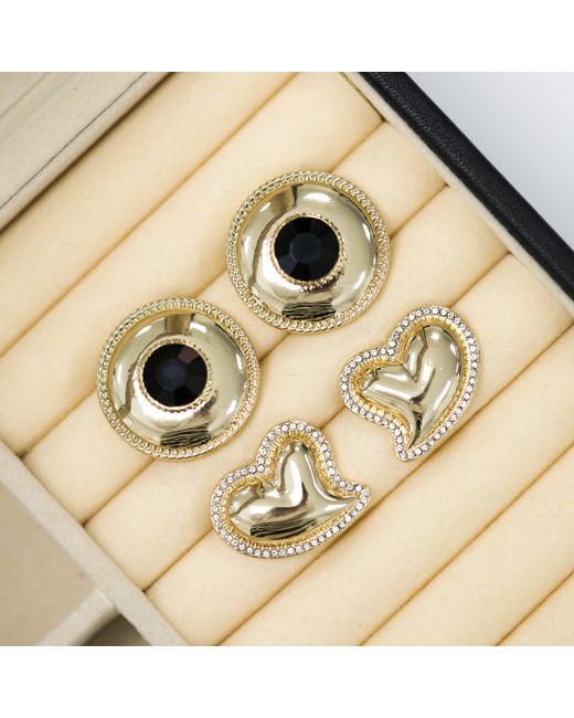 Jon Richard Metallic Puff Heart And Cubic Zirconia Stud Earrings