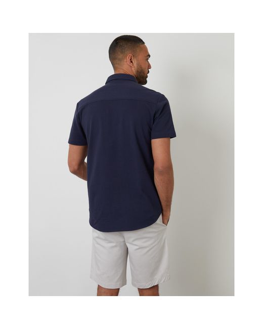 Threadbare Blue Majestic Short-Sleeve Plain Shirt for men