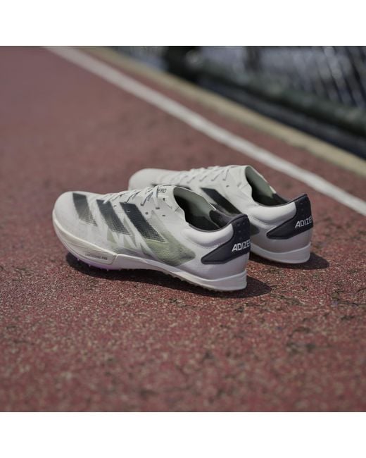 Adidas White Adizero Ambition Running Spikes for men