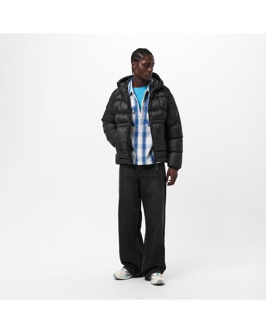 C P Company Black Dd Shell Medium Down Hip Length Hooded Medium Puffer Jacket for men