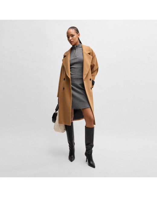 HUGO Brown Tailored Overcoat