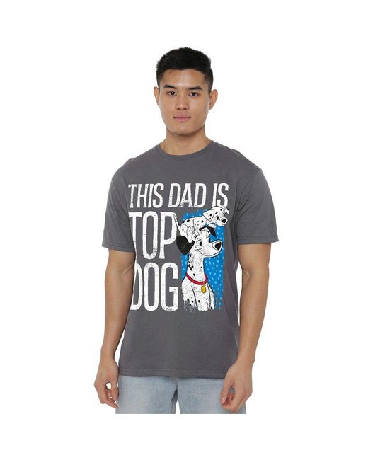 Disney Gray 101 Dalmatians This Dad Is Top Dog T-Shirt Light for men