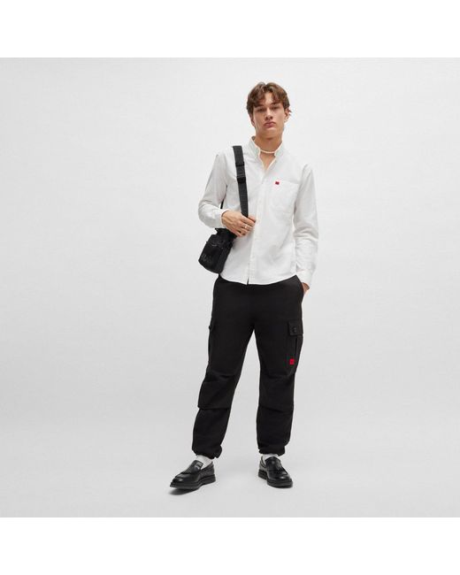 HUGO White Evito Long Sleeve Shirt for men