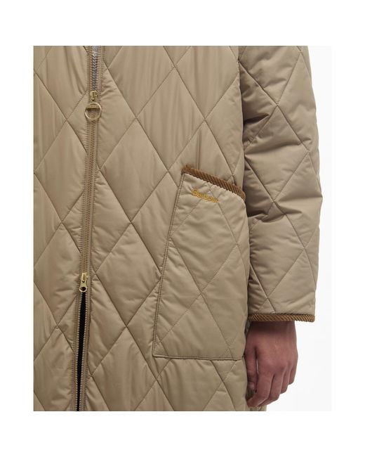 Barbour Natural Rhea Diamond Quilted Longline Jacket