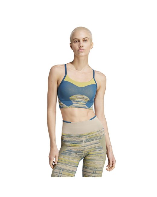 Adidas Blue By Stella Mccartney Truestrength Yoga Seamless Medium Support Sports Bra
