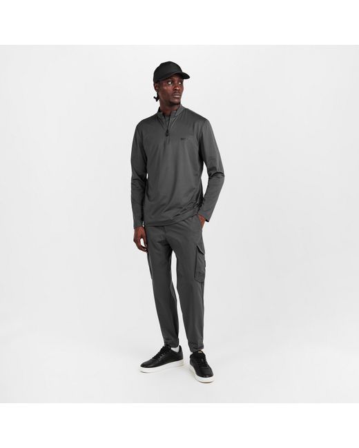 Boss Gray 1/4 Zip Performance Tracksuit Top for men