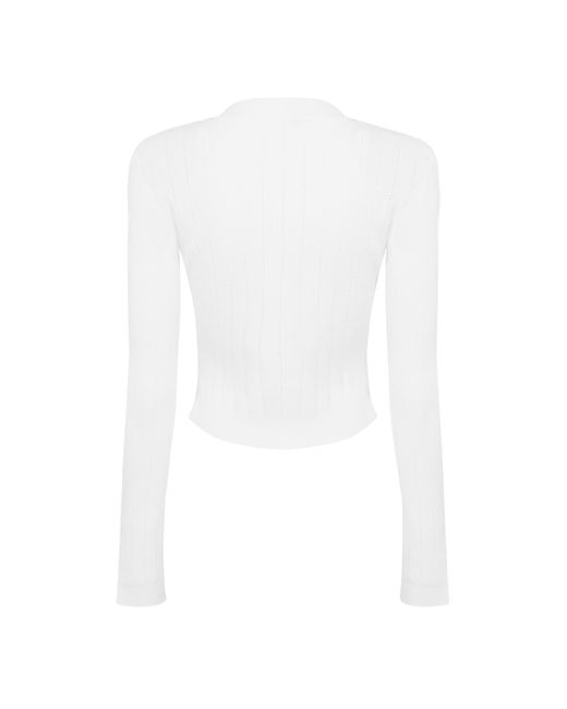Balmain White Crop Button Cardigan