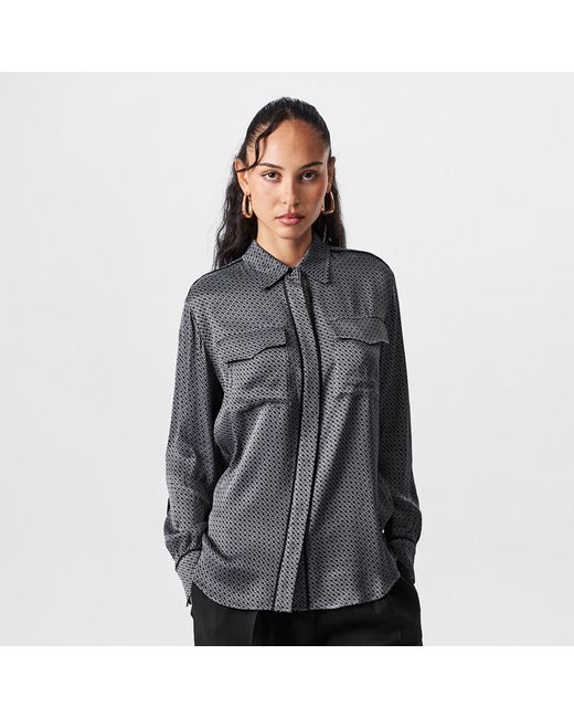 Boss Gray Long-Sleeve Blouse