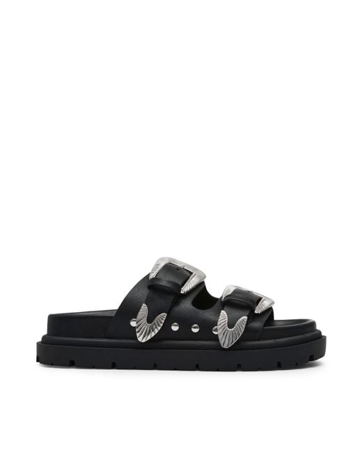 Steve Madden Black Outcast Adjustable Lightweight Flatform Sandals