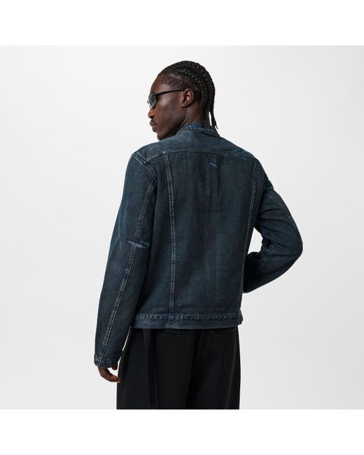 DIESEL Blue Aviation-Inspired Ribbed Zip Bomber Jacket for men
