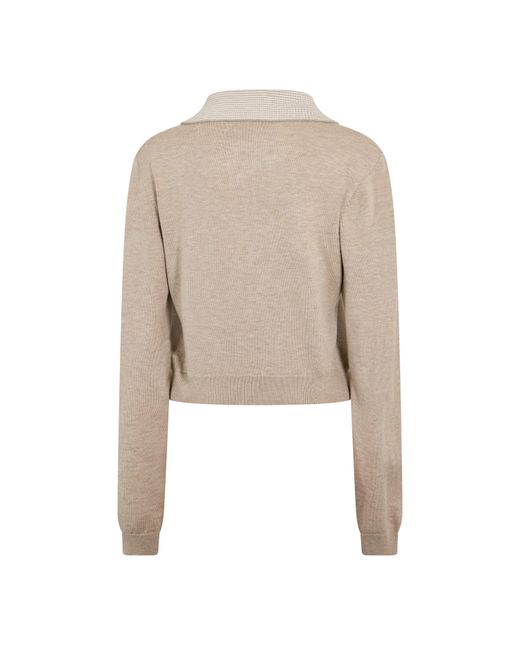 The Couture Club Natural Striped Collar Polo Shirt