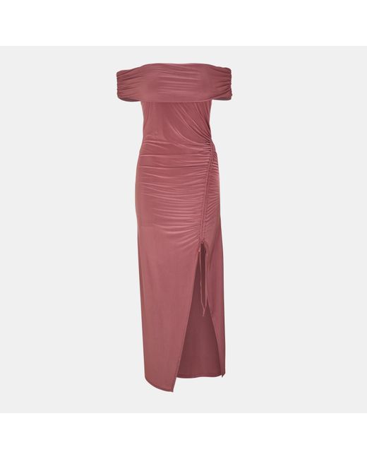 Biba Purple Bardot Maxi Slinky Dress
