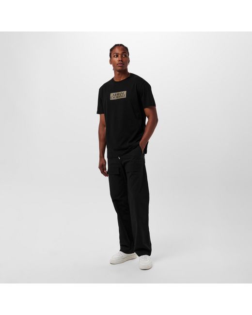ARMANI EXCHANGE Black Regular Fit T-Shirt for men