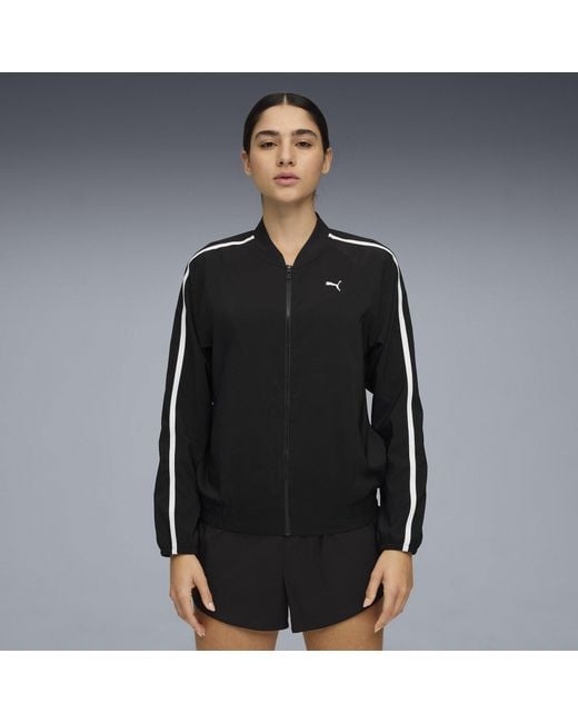 PUMA Black Floral Ribbon Woven Full Zip Tracksuit Top