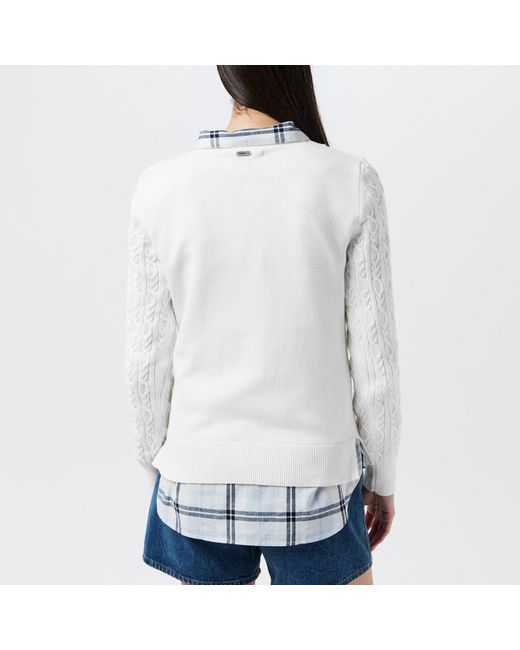 Barbour White Hampton Knit Sweater