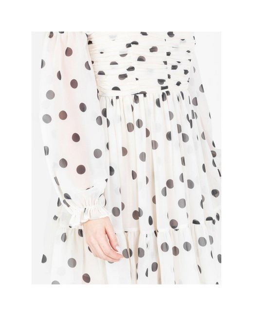 Anaya with love White Recycled Polka-Dot Bardot Maxi Sleeve Mini Dress