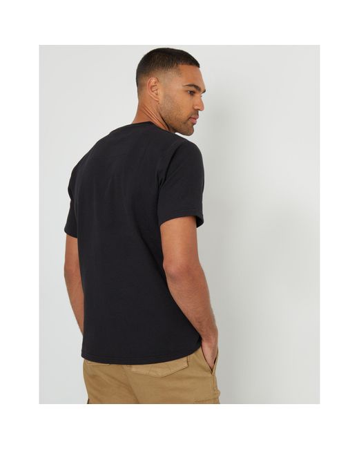 Threadbare Black Regular Fit Lynton T-Shirt for men