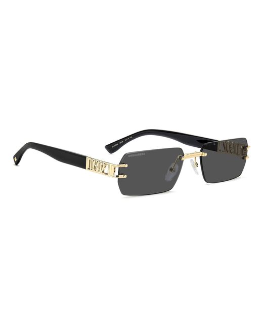 DSquared² Black Rimless Sun Rectangle Sunglasses for men