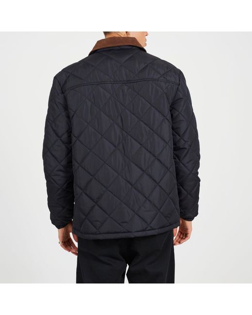 Brave Soul Black Quilted Coach Jacket With Contrast Collar for men