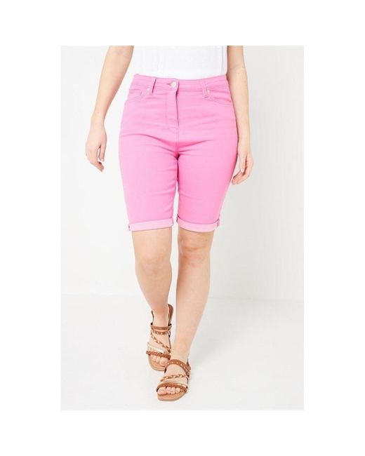 Be You Pink Longline Denim Shorts