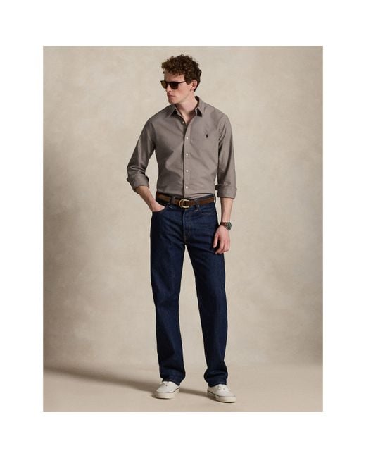 Polo Ralph Lauren Gray Slim Fit Oxford Long Sleeve Shirt for men