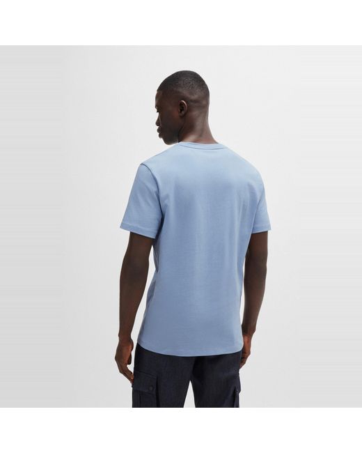 Boss Blue Tales T-Shirt With Logo Patch Premium Cotton for men