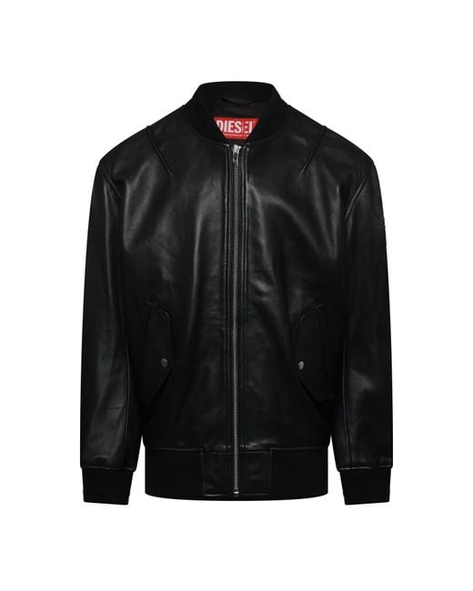 DIESEL Black L Pritts New Leather Jacket for men