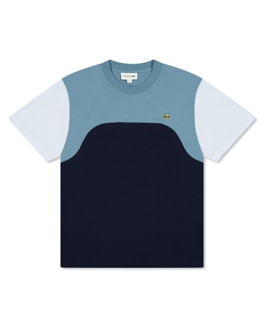 Lacoste Blue Cotton Jersey Colour Block T-Shirt for men