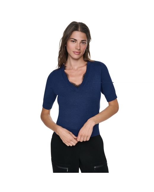 DKNY Blue Nk Lace Trim Ld64
