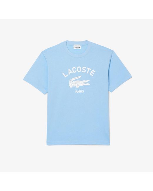 Lacoste Blue Signature Print Cotton T-Shirt for men