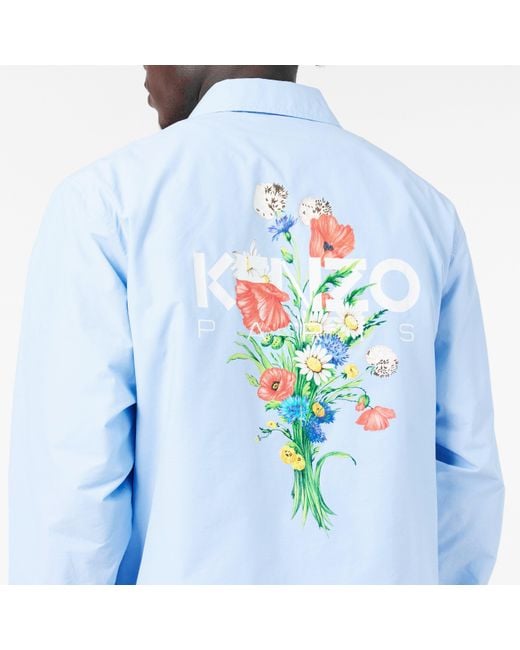 KENZO Blue Archive Flower Long Sleeve Coach Jacket for men