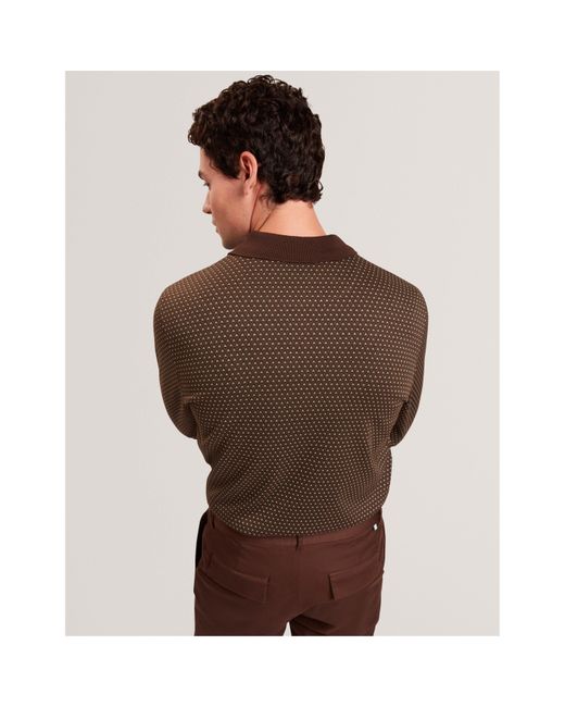 Ted Baker Green Jacquard Long Sleeve Polo Shirt for men