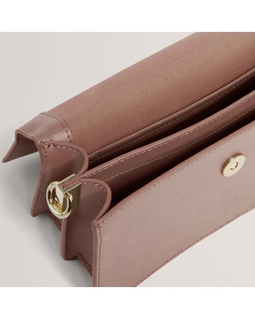 Ted Baker Gray Bar Detail Wide Leather Crossbody Bag
