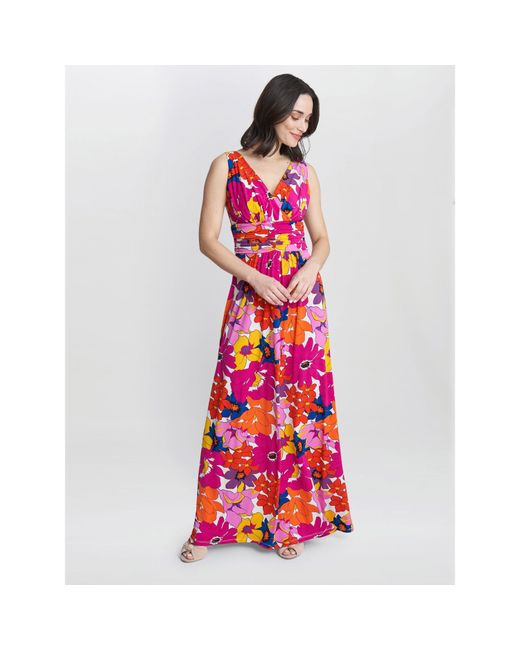 Gina Bacconi Red Jaime Maxi Jersey Dress