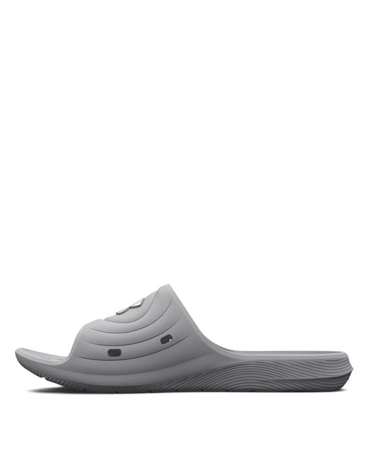 Under Armour Gray Locker Pool Sliders