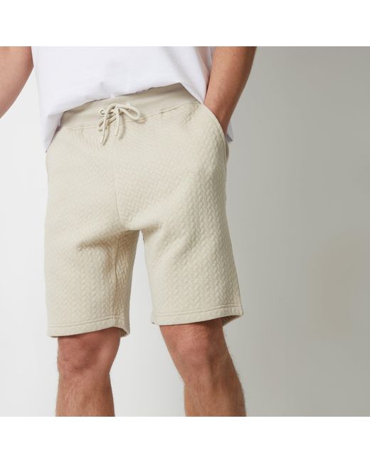 Threadbare White Cotton Blend Textured Sweat Shorts for men