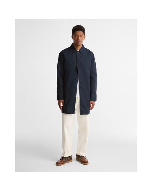 Barbour Blue Lorden Thigh Length Long Sleeve Button Mac for men