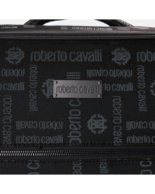 Roberto Cavalli Black Jacquard Soft Suitcase