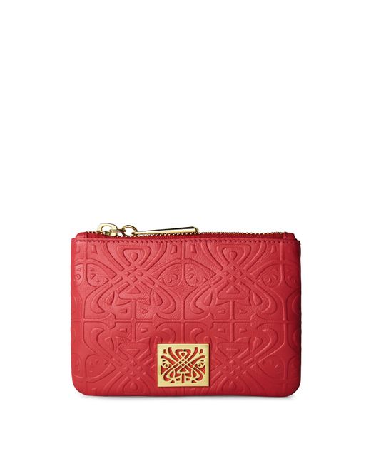 Biba Red Leather Embossed Coin Purse