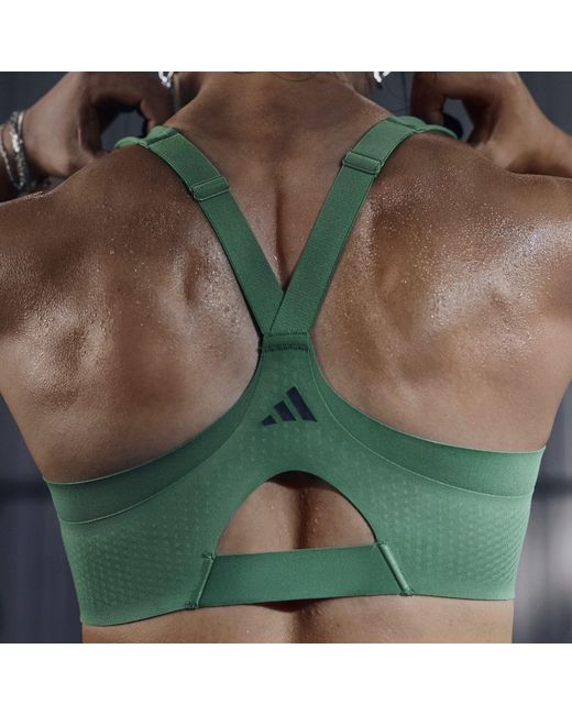 Adidas Green Lux Zipped High Impact Sports Bra