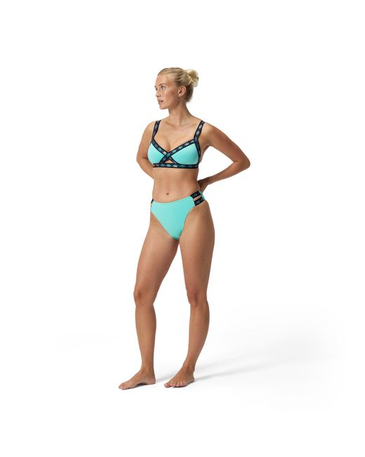 Speedo Green Solid Logo Elastic High Waist Bottom