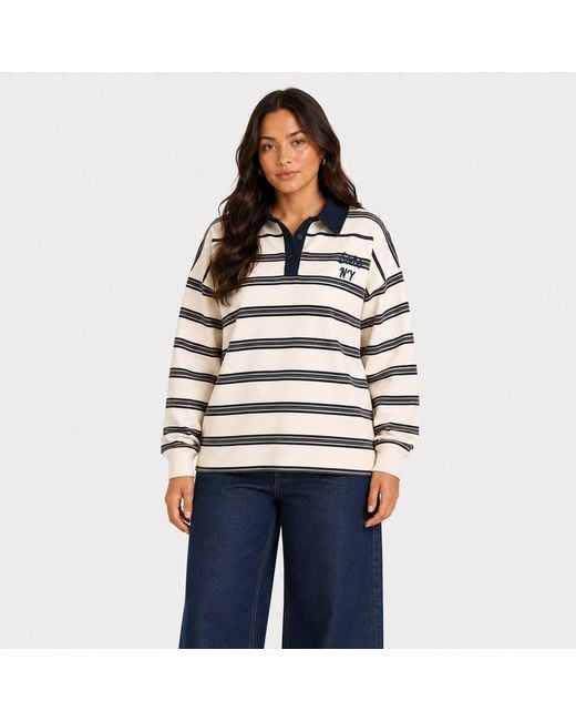 I Saw It First Blue Striped Polo Top
